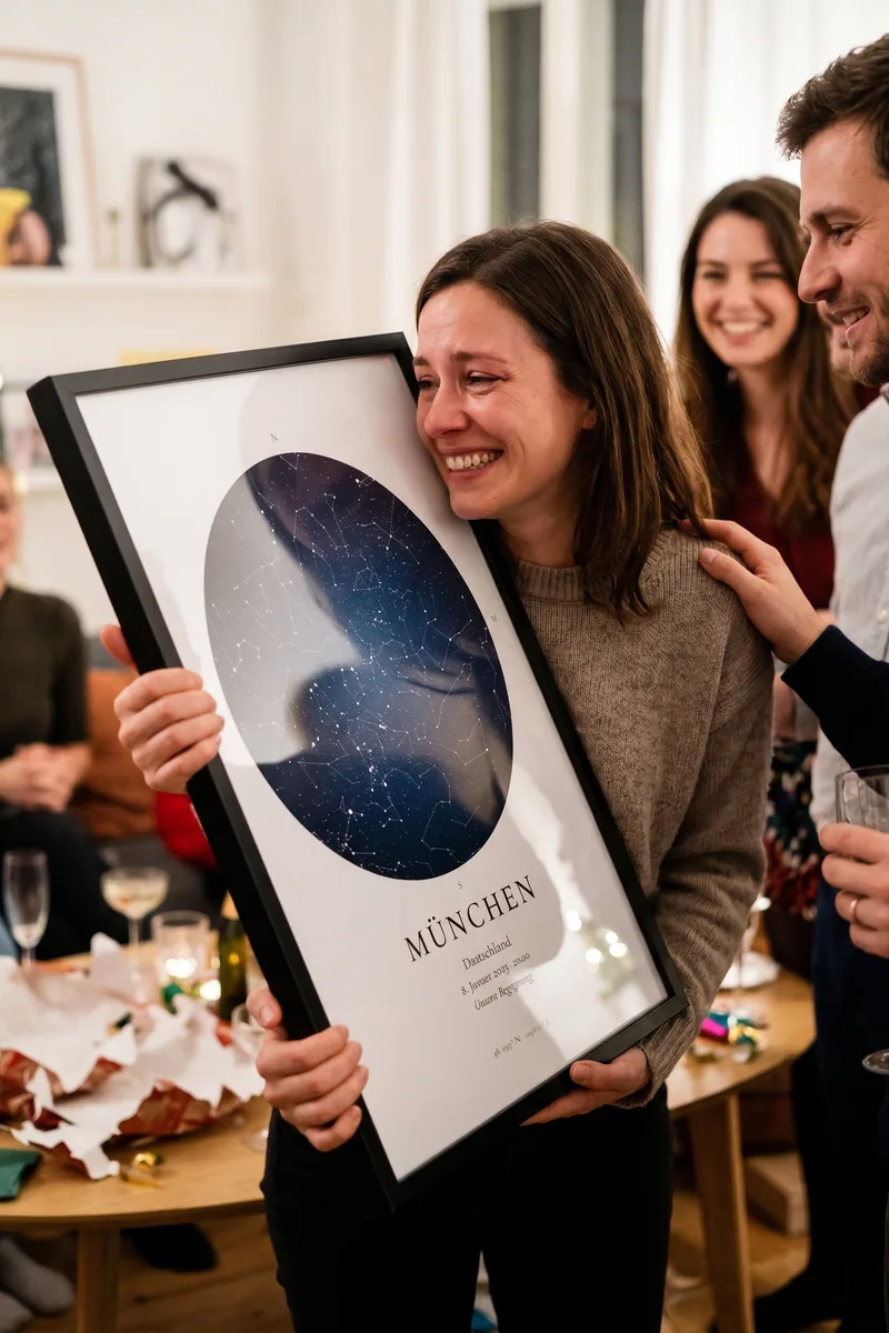Poster van een gepersonaliseerde sterrenkaart van München